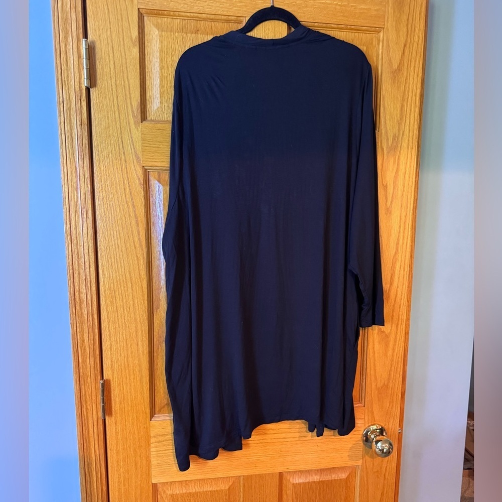 Lands' End Plus Size Black Long Open Cardigan - Picture 3 of 12